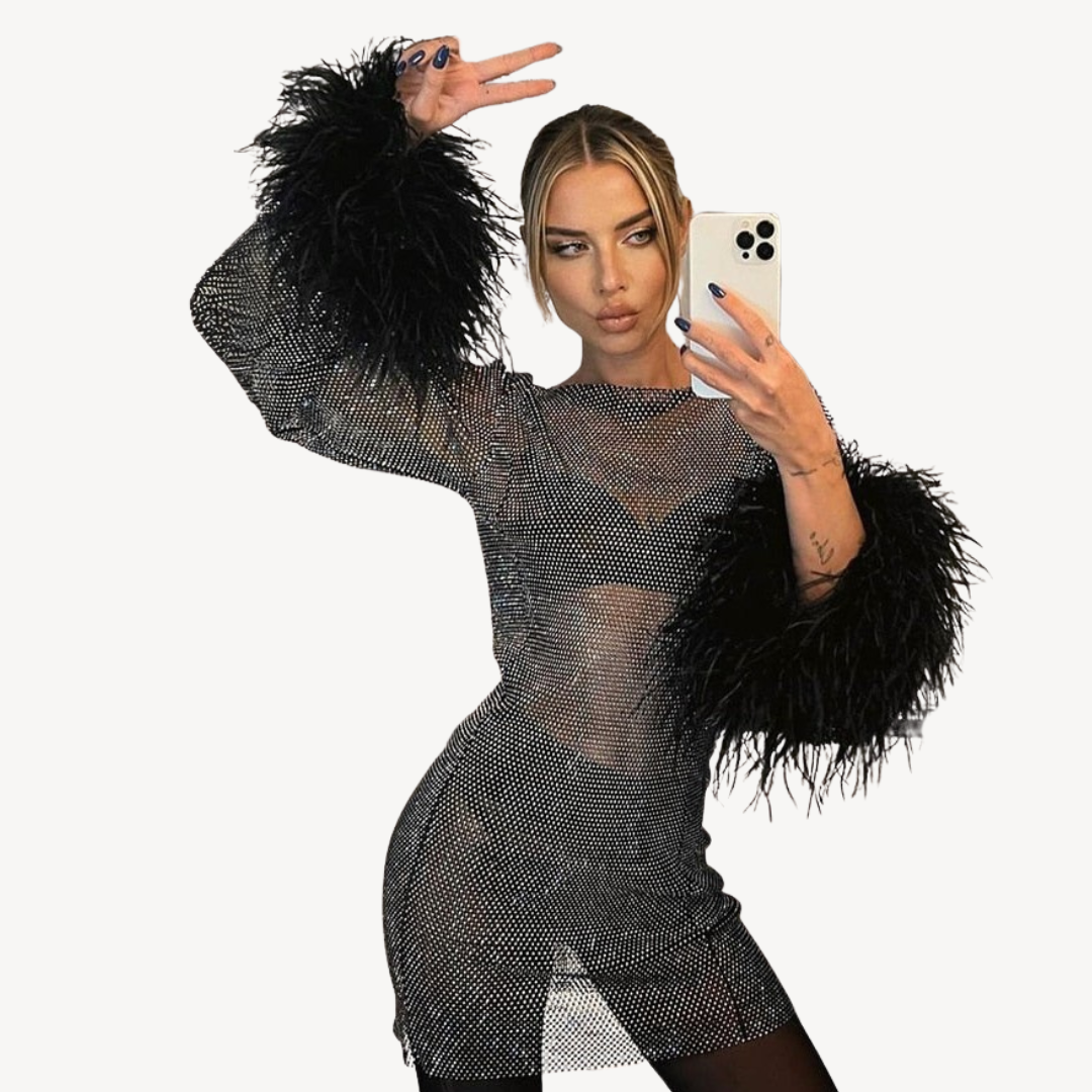 Sukienka z piórami i cekinami dla kobiet | Nowy Rok