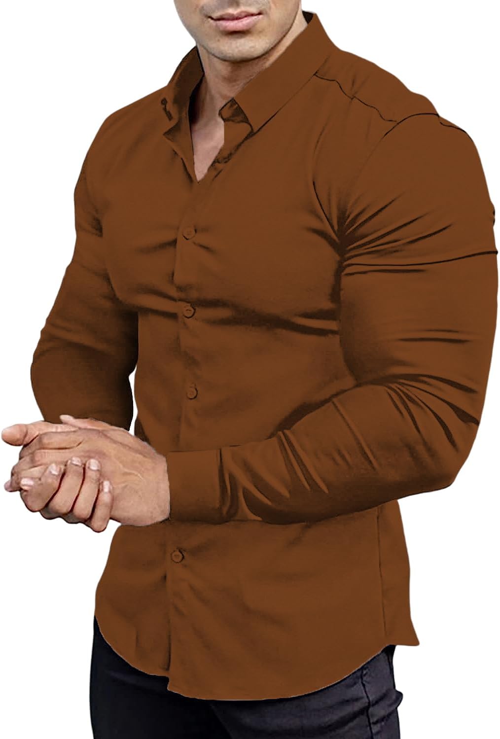 Camisa De Vestir Abotonada Para Hombre | Sin Arrugas