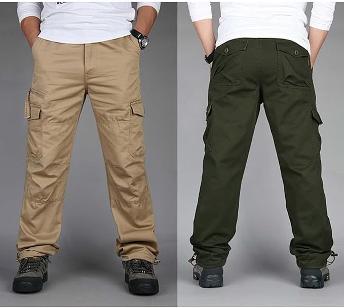Pantalones Cargo Rectos Para Hombre | Múltiples Bolsillos