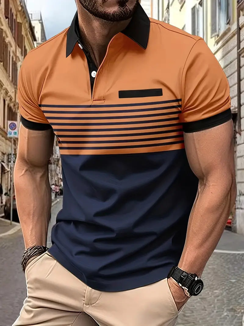Polo Moderno De Rayas Para Hombre | Elegante