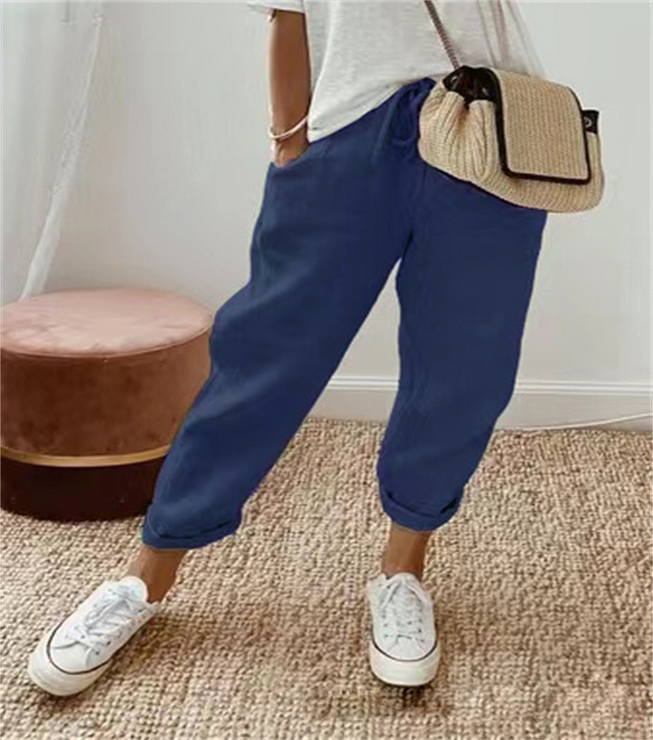Pantalones Casuales Con Dobladillo Enrollado Para Mujer | Verano