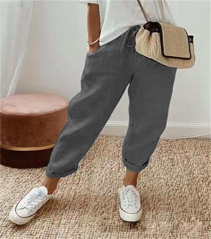 Pantalones Casuales Con Dobladillo Enrollado Para Mujer | Verano