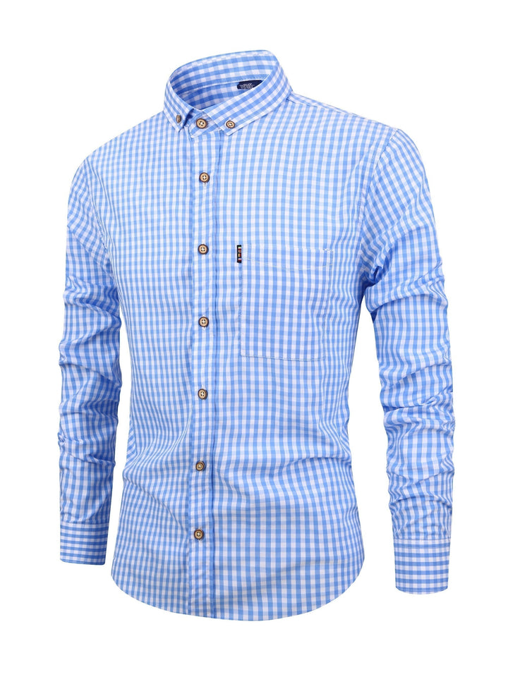 Camisa De Manga Larga A Cuadros Para Hombre | Con Botones