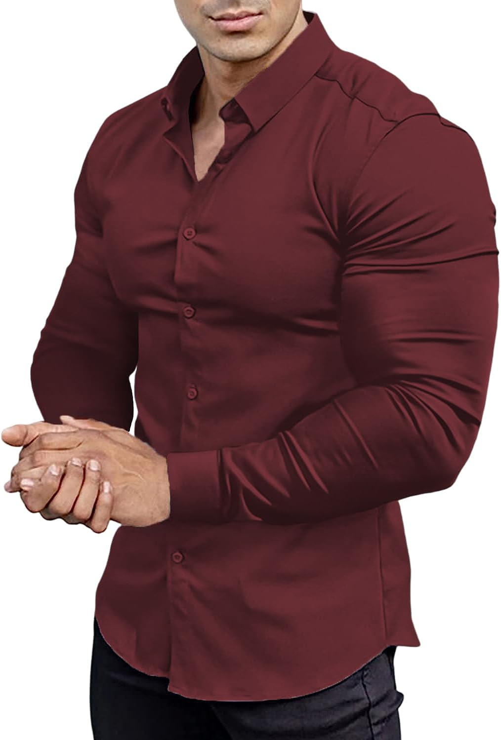 Camisa De Vestir Abotonada Para Hombre | Sin Arrugas