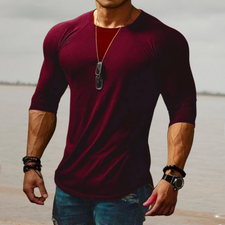 Camiseta Casual de Corte Ajustado para Hombre | Manga 3/4