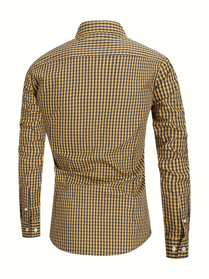 Camisa De Manga Larga A Cuadros Para Hombre | Con Botones