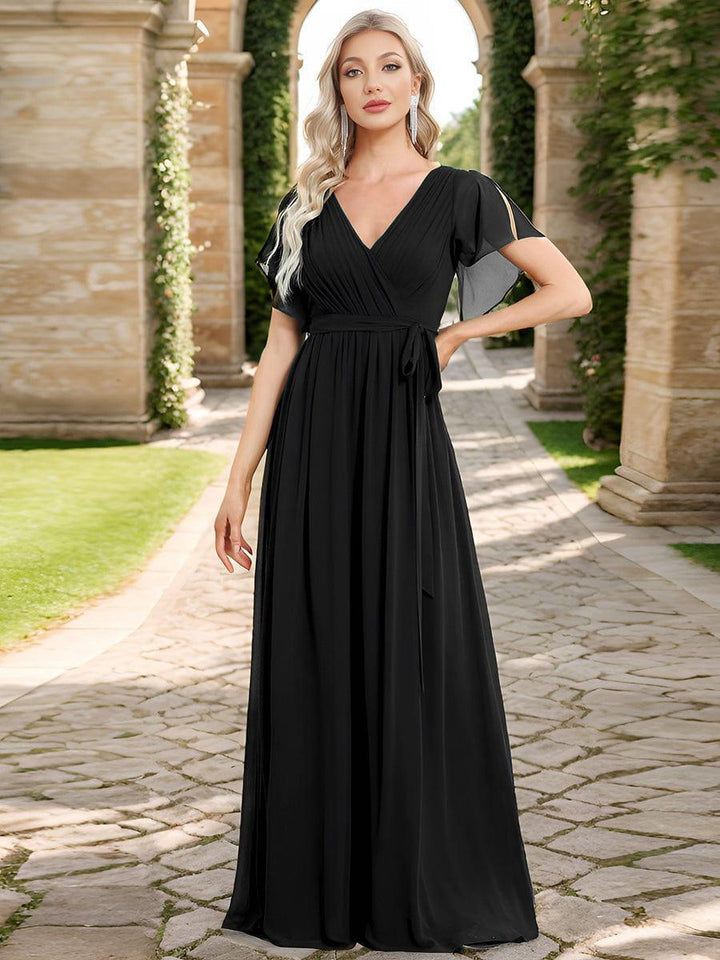 Elegante Vestido De Cuello En V Para Mujer | Maxi