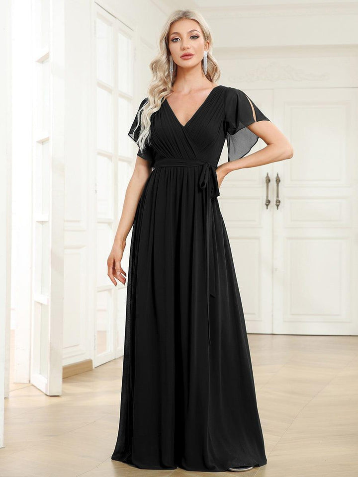 Elegante Vestido De Cuello En V Para Mujer | Maxi