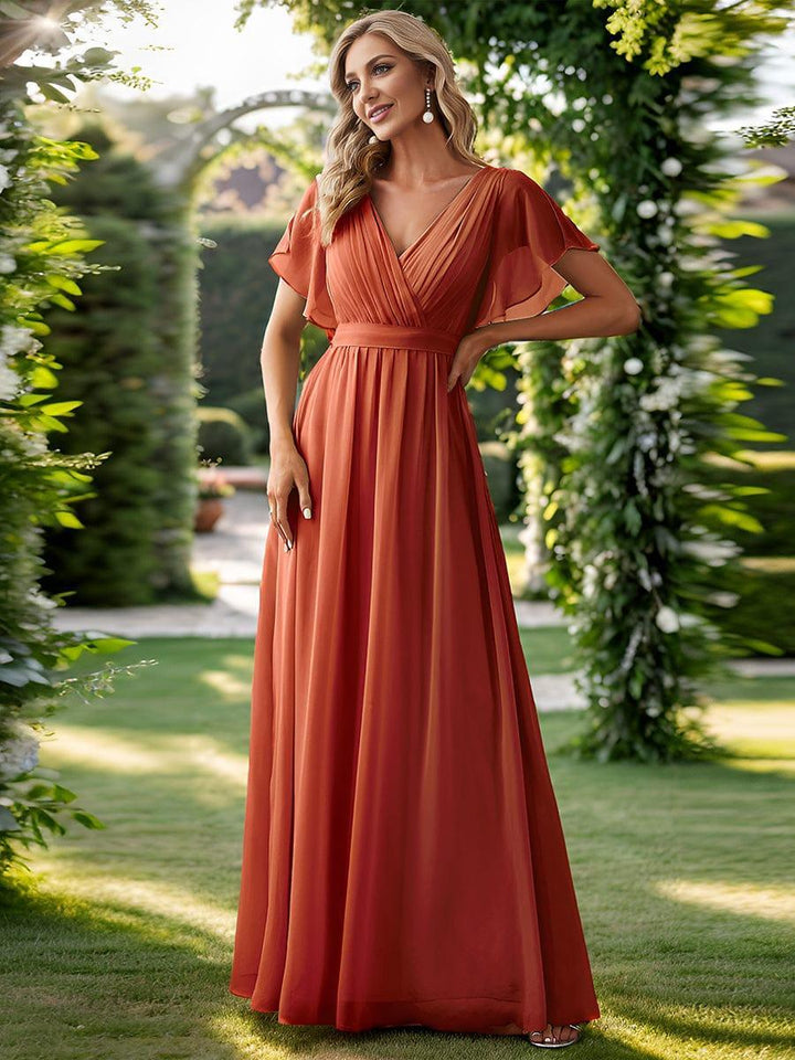 Elegante Vestido De Cuello En V Para Mujer | Maxi