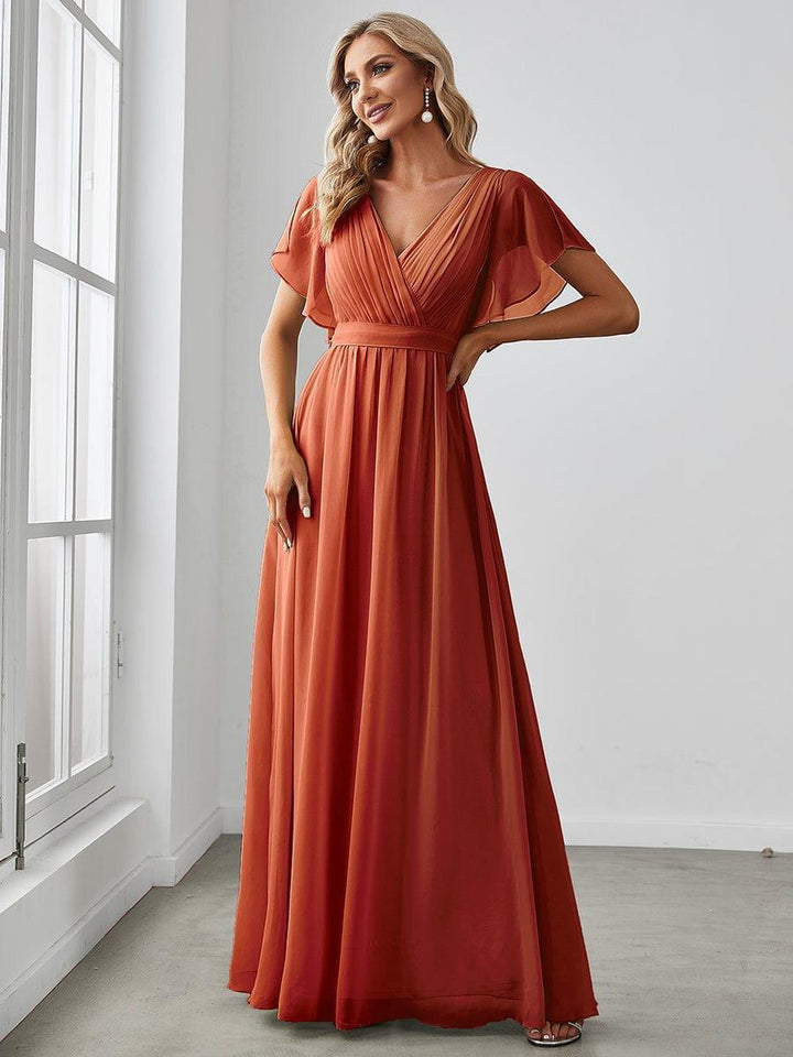 Elegante Vestido De Cuello En V Para Mujer | Maxi
