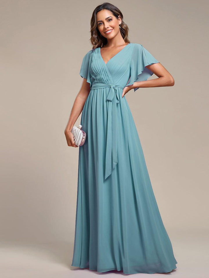 Elegante Vestido De Cuello En V Para Mujer | Maxi