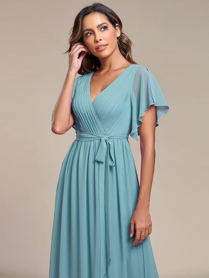 Elegante Vestido De Cuello En V Para Mujer | Maxi