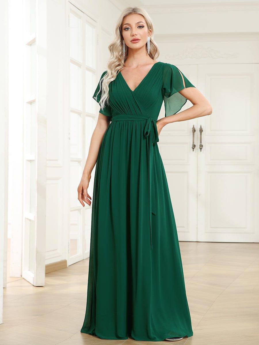 Elegante Vestido De Cuello En V Para Mujer | Maxi