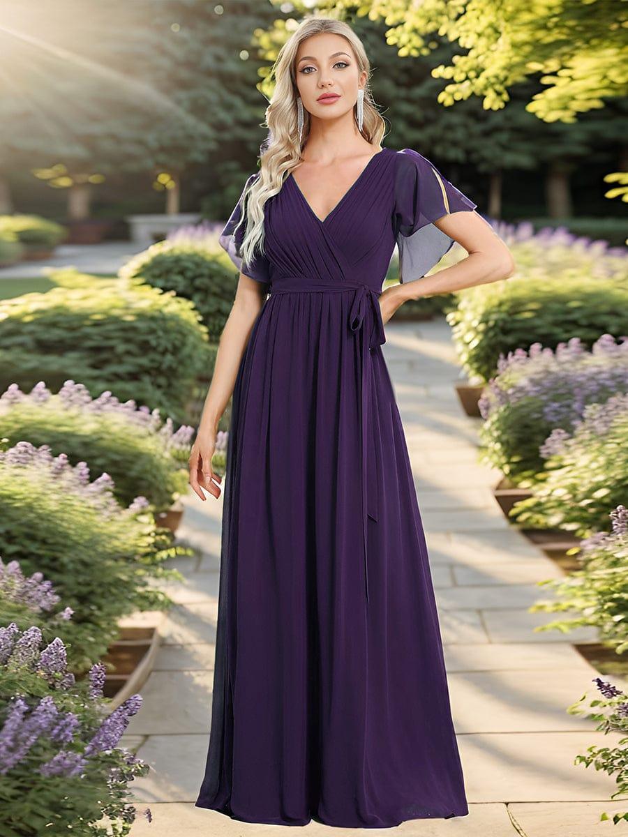 Elegante Vestido De Cuello En V Para Mujer | Maxi