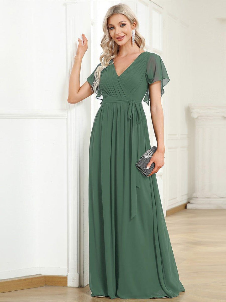 Elegante Vestido De Cuello En V Para Mujer | Maxi