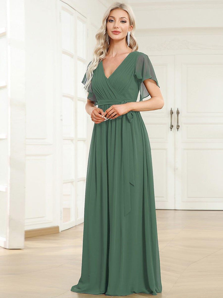 Elegante Vestido De Cuello En V Para Mujer | Maxi