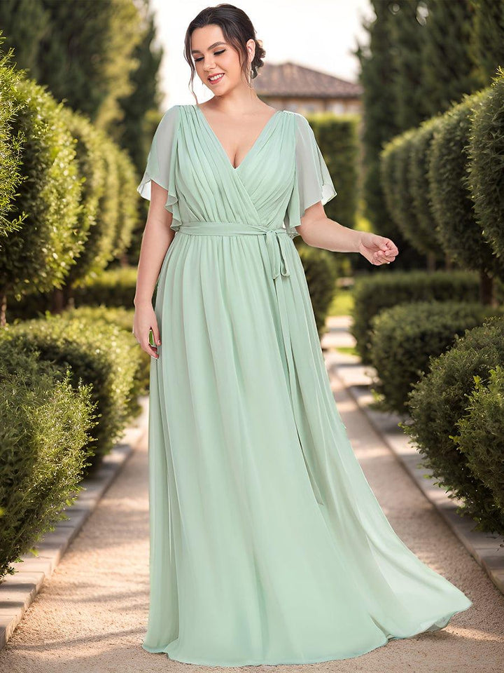 Elegante Vestido De Cuello En V Para Mujer | Maxi