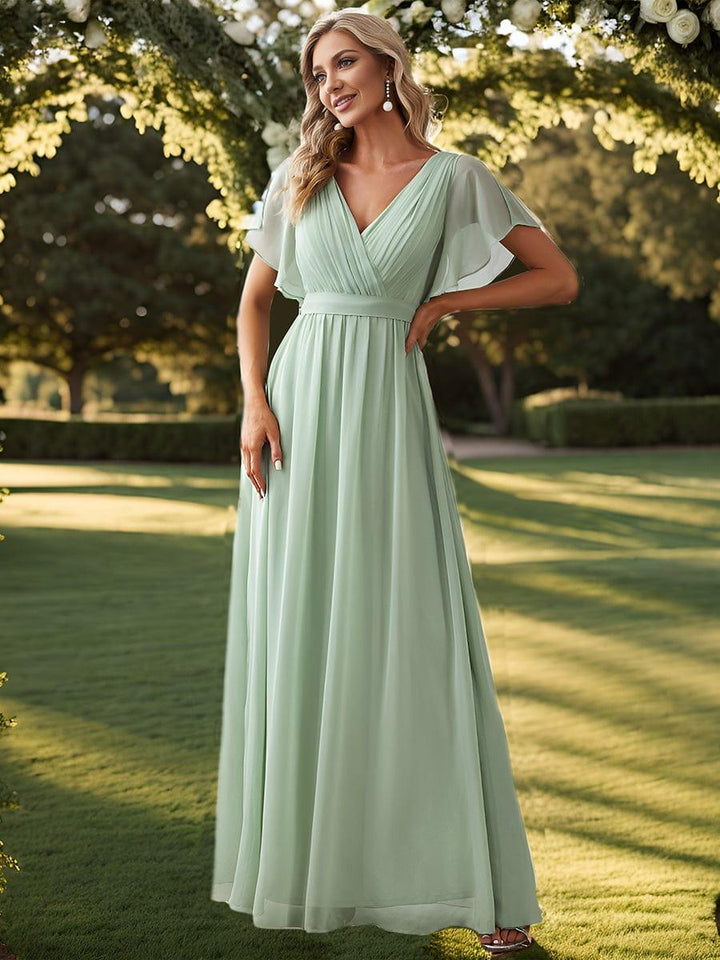 Elegante Vestido De Cuello En V Para Mujer | Maxi