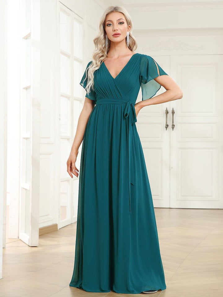 Elegante Vestido De Cuello En V Para Mujer | Maxi