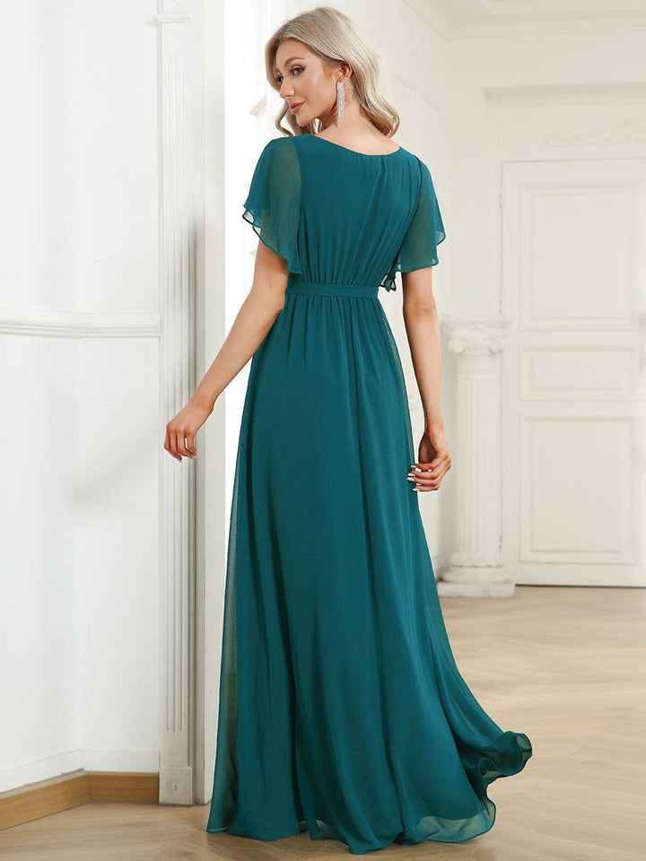 Elegante Vestido De Cuello En V Para Mujer | Maxi