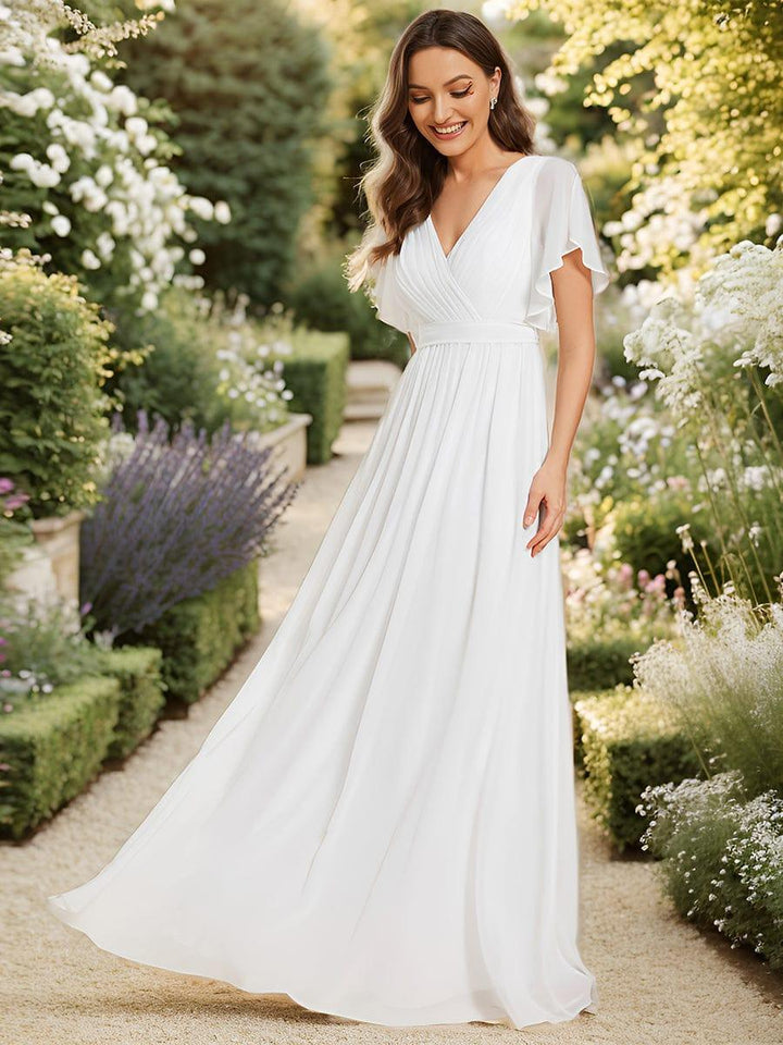 Elegante Vestido De Cuello En V Para Mujer | Maxi