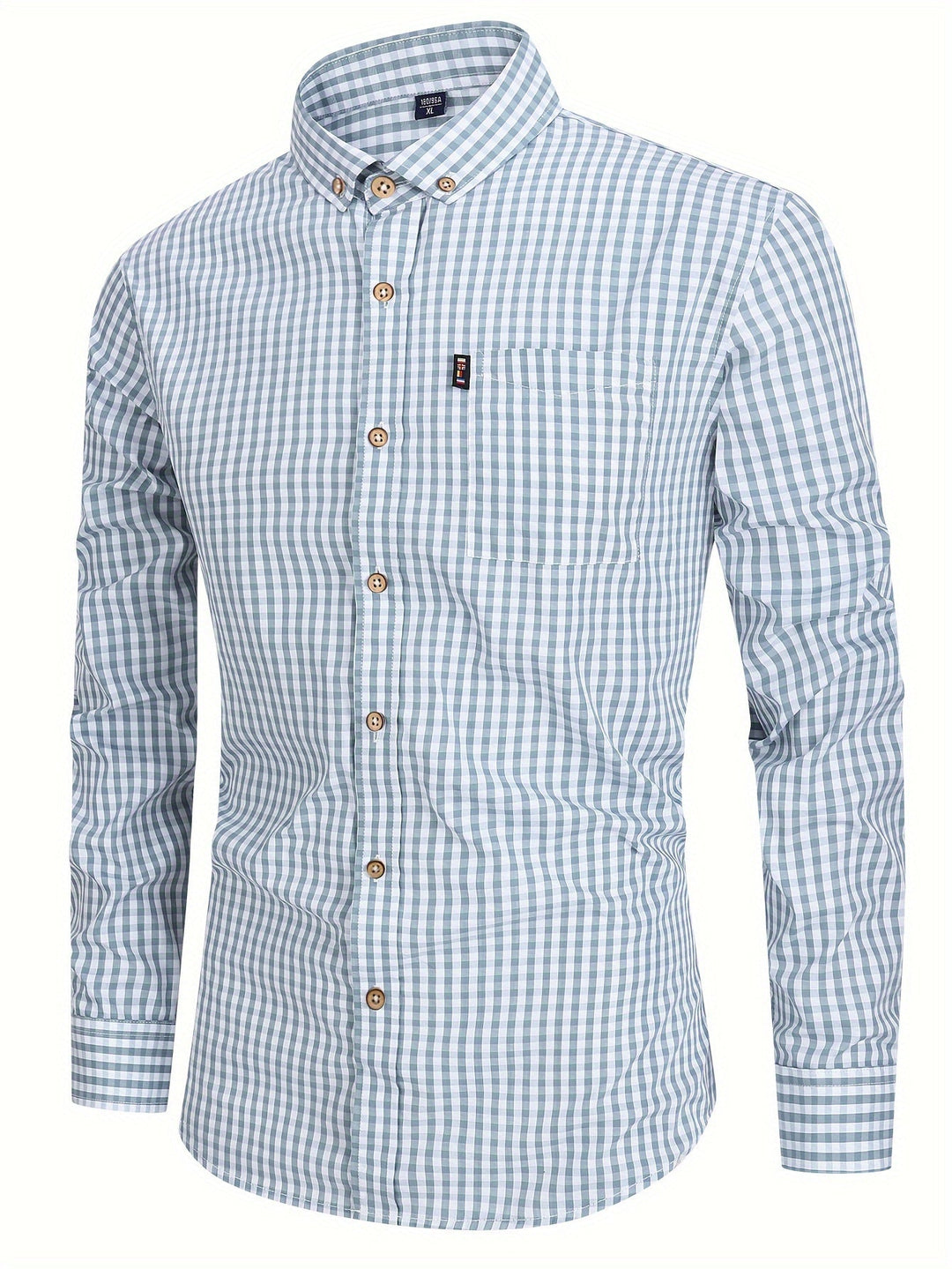 Camisa De Manga Larga A Cuadros Para Hombre | Con Botones