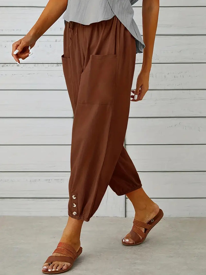 Pantalones De Verano Con Bolsillo Delantero Para Mujer | Cordón Ajustable