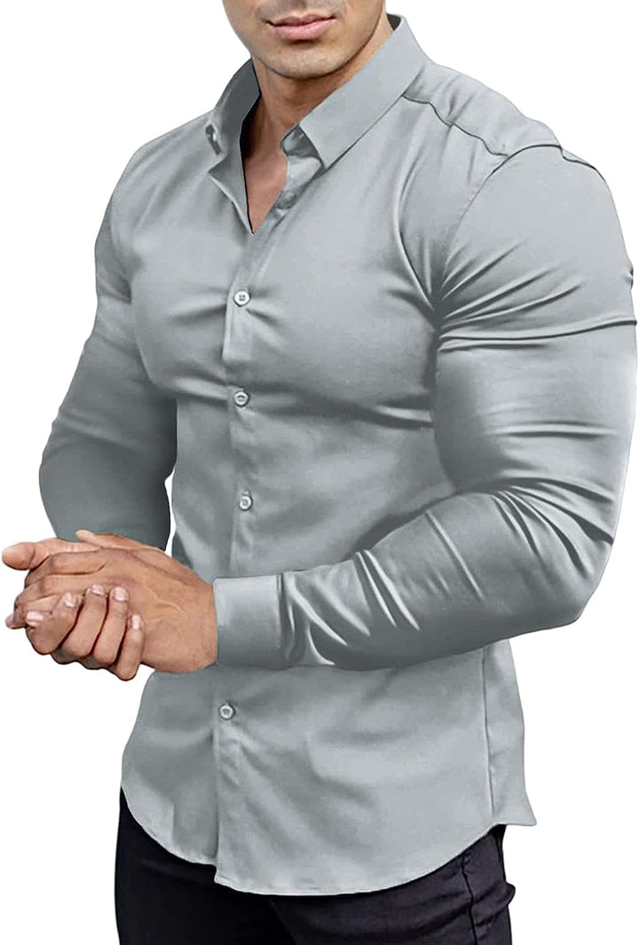 Camisa De Vestir Abotonada Para Hombre | Sin Arrugas