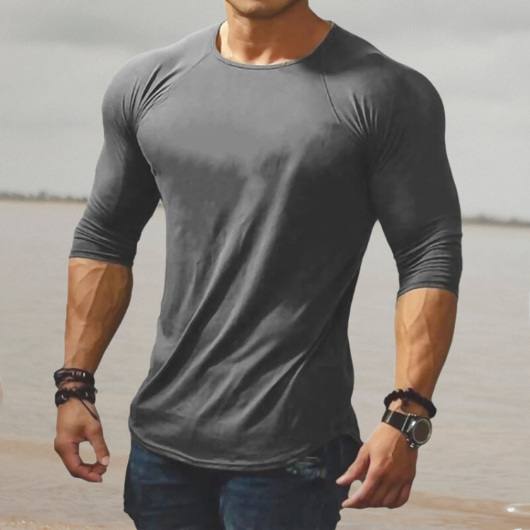 Camiseta Casual de Corte Ajustado para Hombre | Manga 3/4