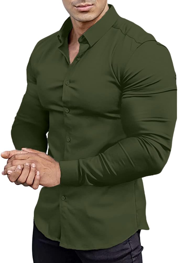 Camisa De Vestir Abotonada Para Hombre | Sin Arrugas