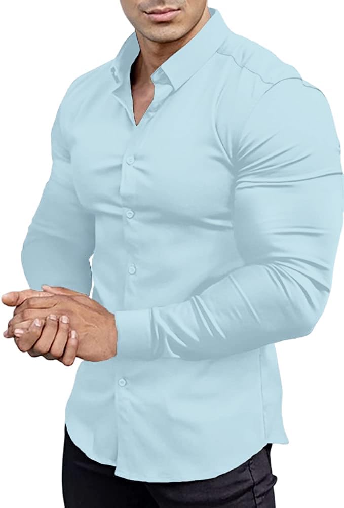 Camisa De Vestir Abotonada Para Hombre | Sin Arrugas