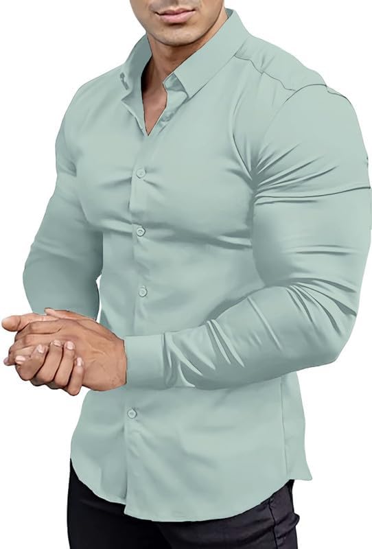 Camisa De Vestir Abotonada Para Hombre | Sin Arrugas