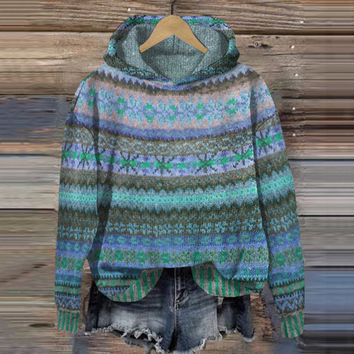 Sudadera Con Capucha De Invierno De Punto Estampado Wome | Mangas Largas