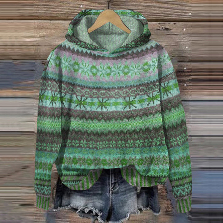 Sudadera Con Capucha De Invierno De Punto Estampado Wome | Mangas Largas