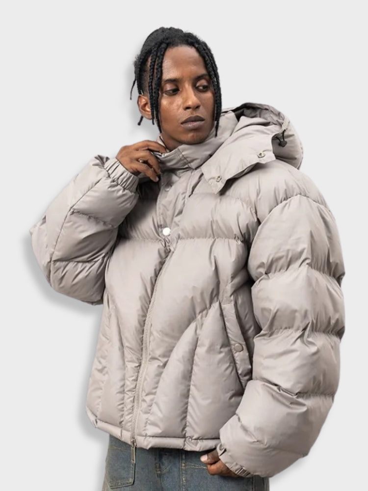 Chaqueta Acolchada De Invierno Extragrande Con Capucha Para Hombre | Cálida