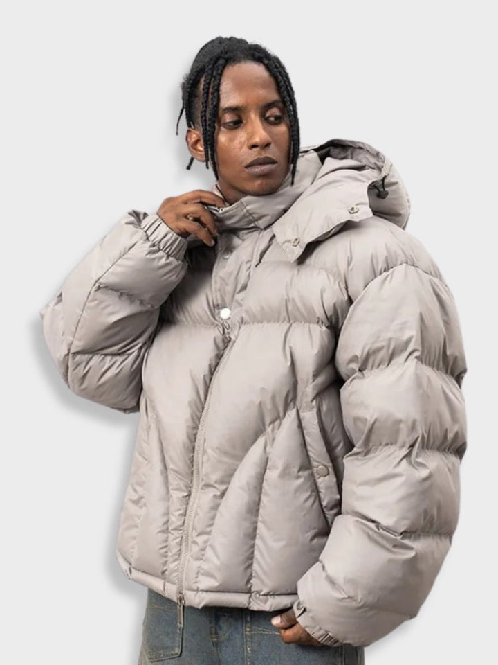 Chaqueta Acolchada De Invierno Extragrande Con Capucha Para Hombre | Cálida