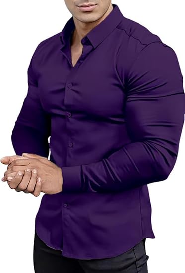 Camisa De Vestir Abotonada Para Hombre | Sin Arrugas