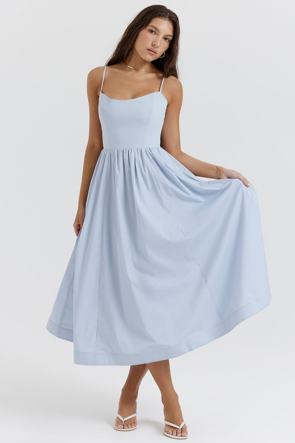 Vestido Acampanado Con Tirantes Finos Para Mujer | Midi
