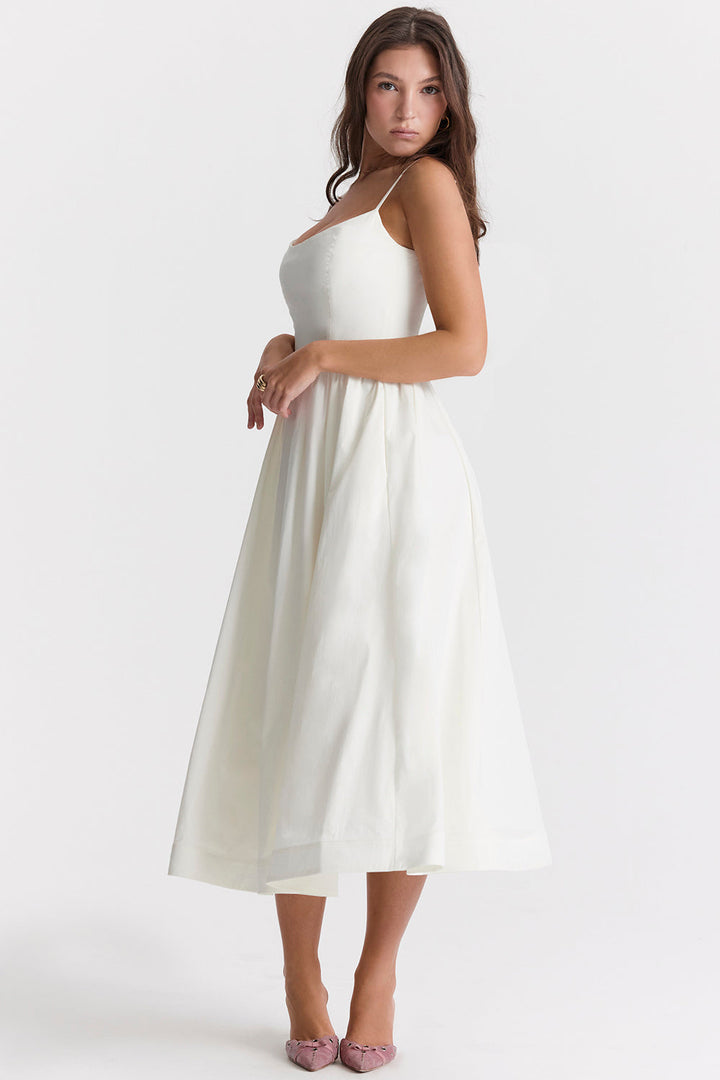 Vestido Acampanado Con Tirantes Finos Para Mujer | Midi
