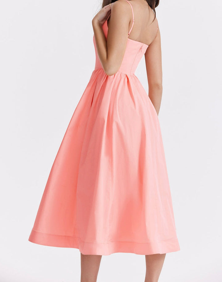 Vestido Acampanado Con Tirantes Finos Para Mujer | Midi