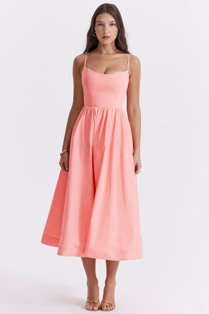 Vestido Acampanado Con Tirantes Finos Para Mujer | Midi