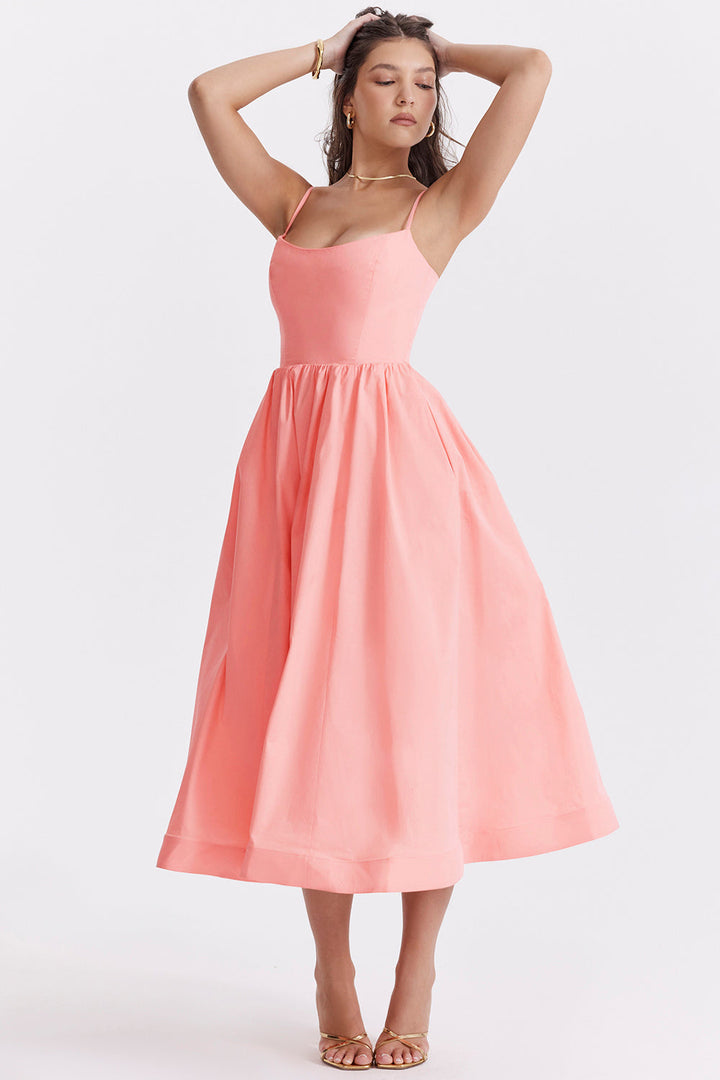 Vestido Acampanado Con Tirantes Finos Para Mujer | Midi