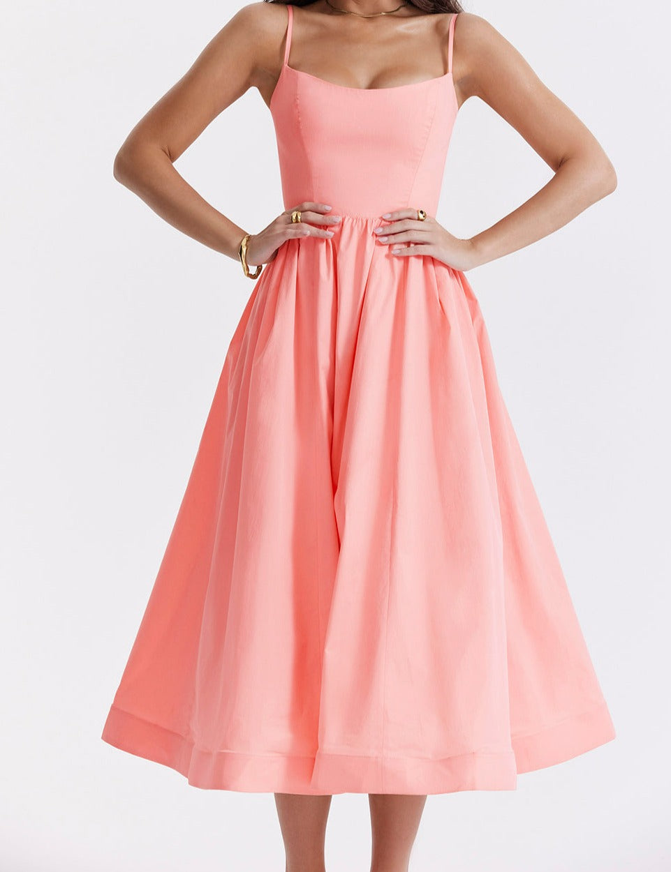 Vestido Acampanado Con Tirantes Finos Para Mujer | Midi