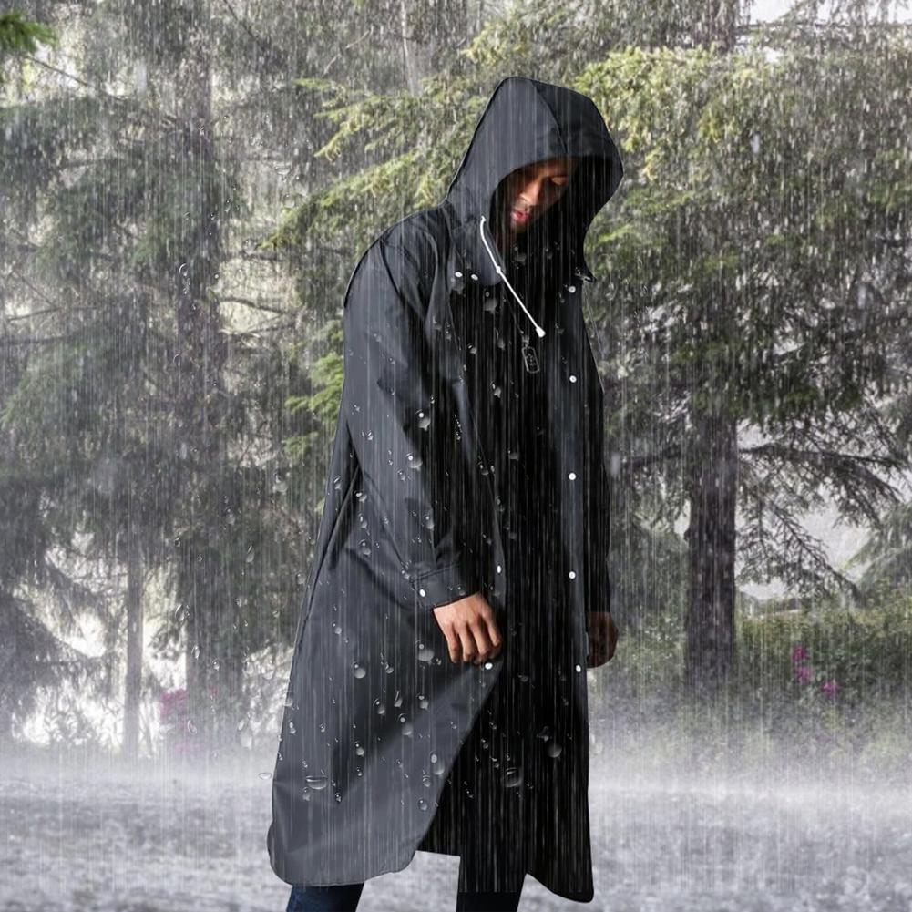 Impresionante Abrigo Largo Con Capucha Para Hombre | Cierre Con Botones