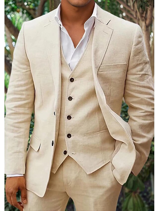 Hombres 3 Piezas Traje De Verano De Invitados De Boda Set | Ligero