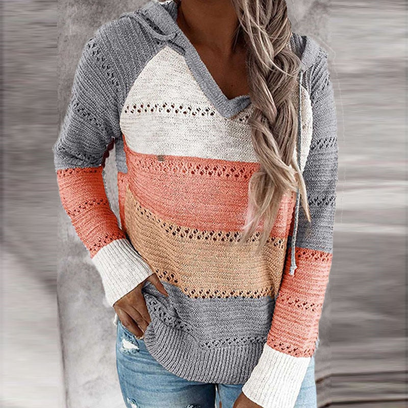 Jersey De Punto Con Capucha Para Mujer | Mangas Largas
