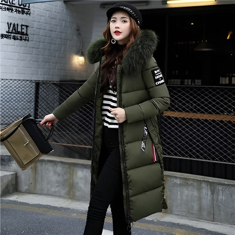 Parka De Invierno Con Cremallera Para Mujer | Capucha