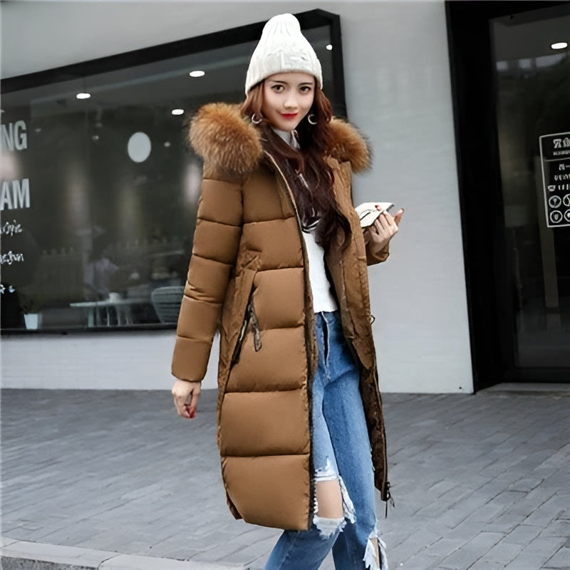 Parka De Invierno Con Cremallera Para Mujer | Capucha