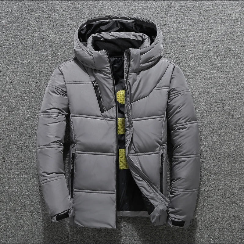 Chaqueta De Invierno Con Cremallera Para Hombre | Capucha