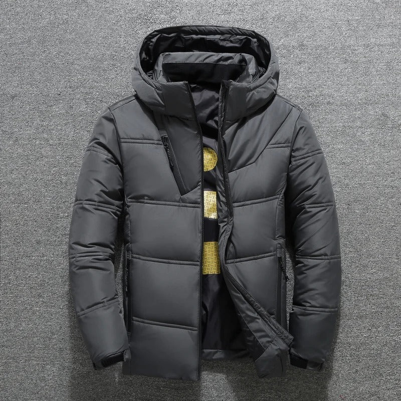 Chaqueta De Invierno Con Cremallera Para Hombre | Capucha